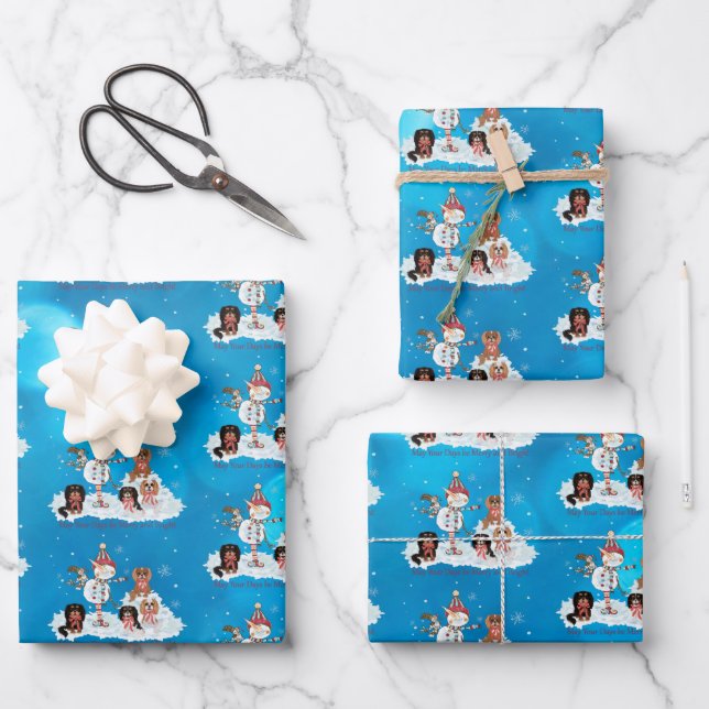 Christmas Cavalier King Charles Spaniel Geschenkpapier Set (Vorderseite)