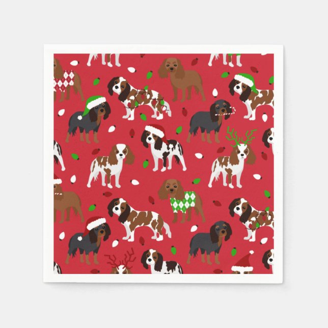 Christmas Cavalier King Charles Spaniel Serviette (Vorderseite)