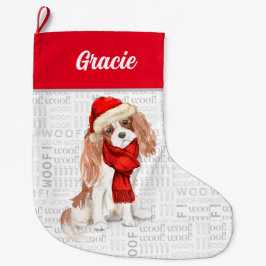 Christmas Cavalier King Charles with Dog's Name Großer Weihnachtsstrumpf