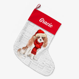 Christmas Cavalier King Charles with Dog's Name Großer Weihnachtsstrumpf