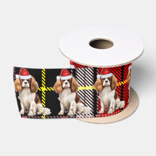 Christmas Cavalier Spaniel Rot und Grün Kariert Satinband