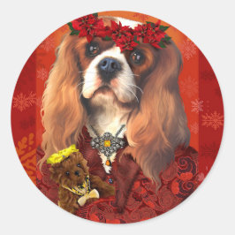 Christmas Cavalier Spaniel Stickers