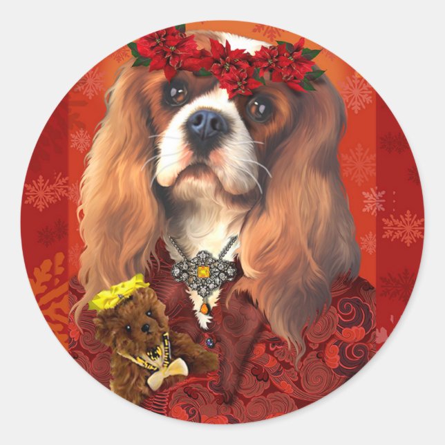 Christmas Cavalier Spaniel Stickers (Vorderseite)