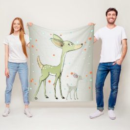Christmas Celebration Green Deers Holidays Cute Fleecedecke