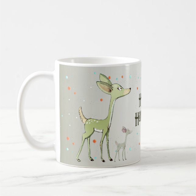 Christmas Celebration Green Deers Holidays Cute Kaffeetasse (Links)