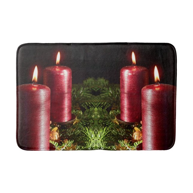 Christmas Celebration Red Candles Winter Holidays Badematte (Vorderseite)
