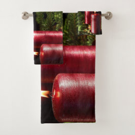 Christmas Celebration Red Candles Winter Holidays Badhandtuch Set