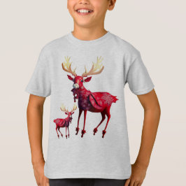 Christmas Celebration Red Reindeer Stylish T-Shirt