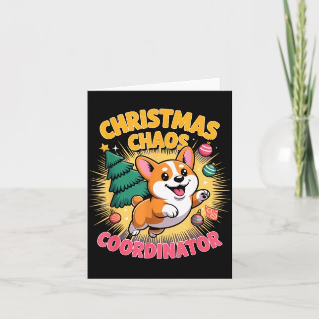 Christmas Chaos Coordinator Xmas Puppy Funny Corgi Karte (Vorderseite)