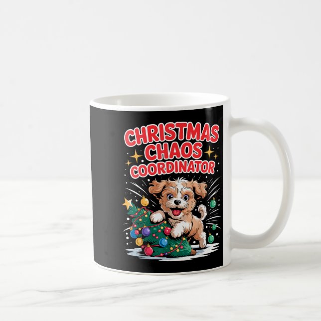 Christmas Chaos Coordinator Xmas Puppy Funny Shi-o Kaffeetasse (Rechts)