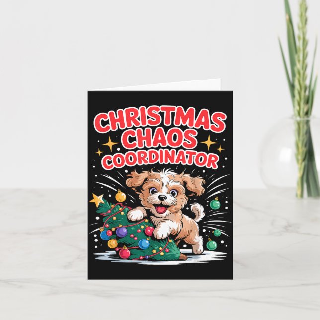 Christmas Chaos Coordinator Xmas Puppy Funny Shi-o Karte (Vorderseite)