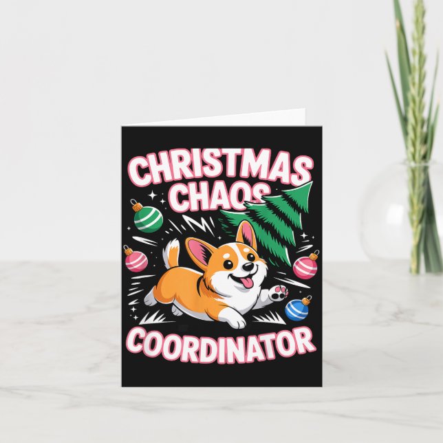 Christmas Chaos Coordinator Xmas Puppy Funny Welsh Karte (Vorderseite)
