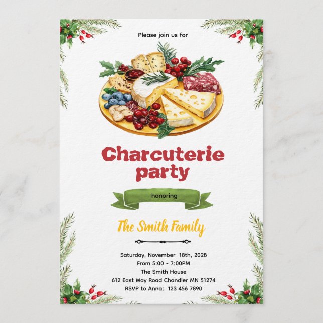 Christmas Charcuterie party invitation Einladung (Vorderseite)