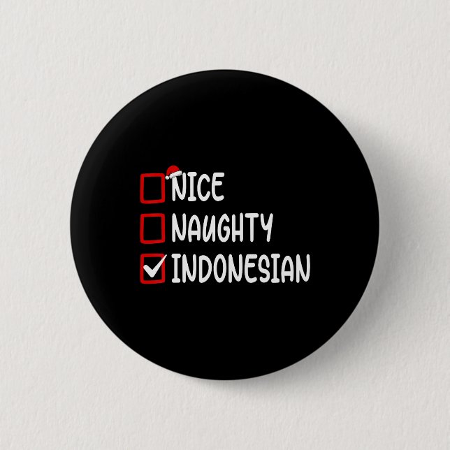 Christmas Checklist Nice Naughty Indonesian Boy Gi Button (Vorderseite)