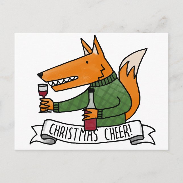 Christmas Cheer Fox Feiertagspostkarte (Vorderseite)