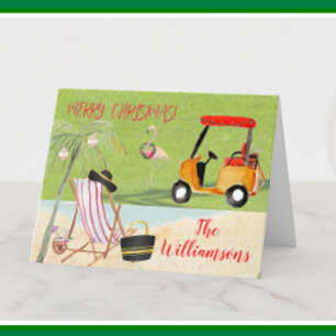 Christmas Cheer Golf Beach Palm Tree Feiertagskarte