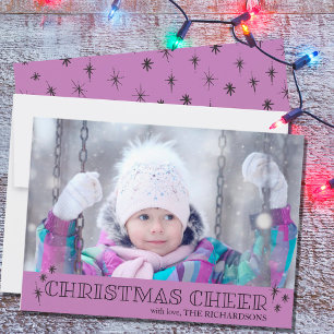 Christmas Cheer Stars Lavender Foto Feiertagskarte