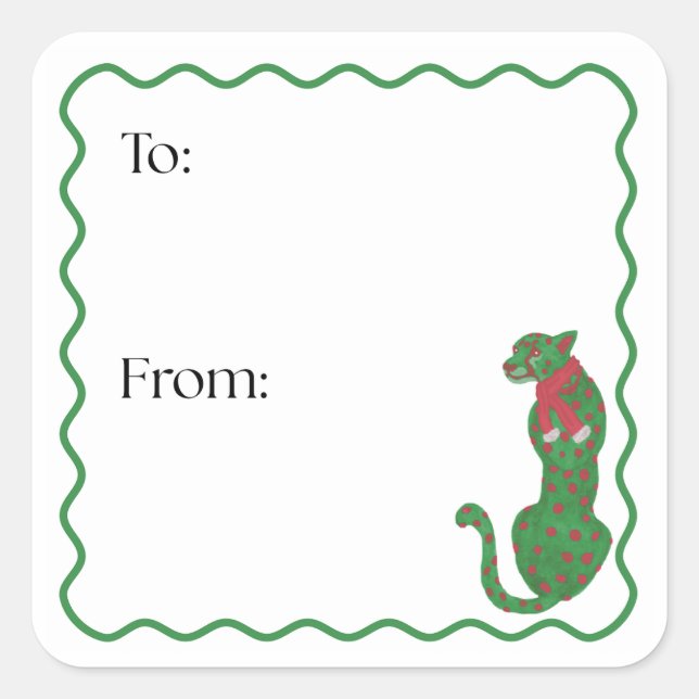 Christmas Cheetah Gift Sticker (Vorderseite)