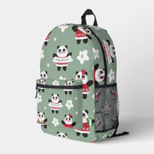 Christmas Cherry Blossom Panda Bedruckter Rucksack