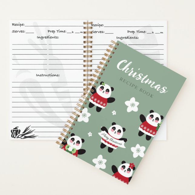 Christmas Cherry Blossom Panda Notizbuch (Innen)