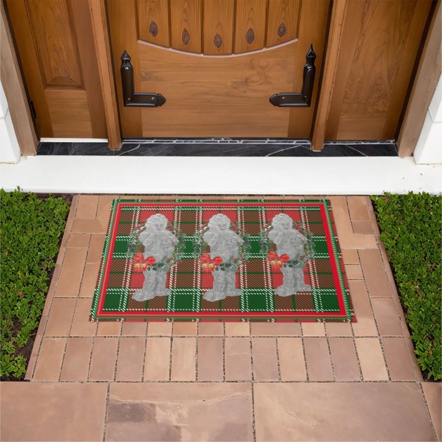 Christmas Cherub Angel Kariert Doormat Begrüßungsm Fußmatte (Außenbereich)
