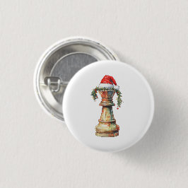 Christmas Chess King Pin Button – Watercolor Chess