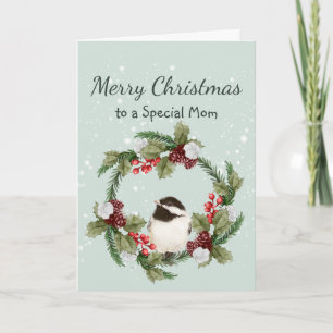 Christmas Chickadee Bird Watercolor Mutter Karte