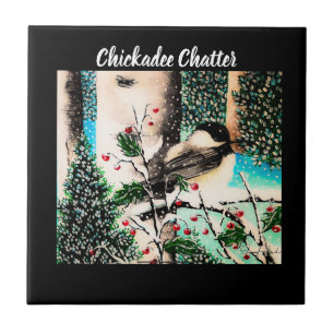 Christmas Chickadee Chatter Tile Fliese