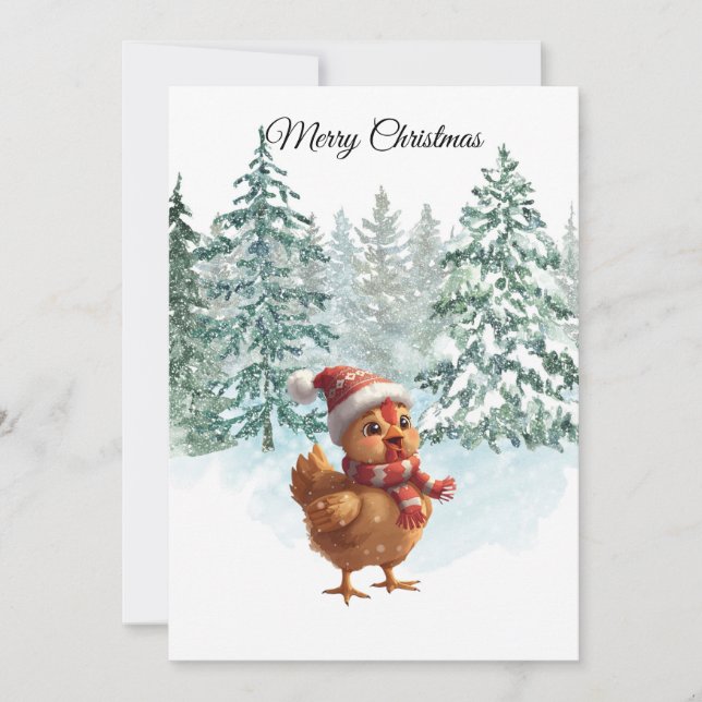 Christmas Chicken Flat Holiday Card Feiertagskarte (Vorderseite)