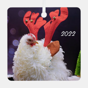 Christmas Chicken - Frizzled Cochin Bantam Pet Ornament Aus Metall