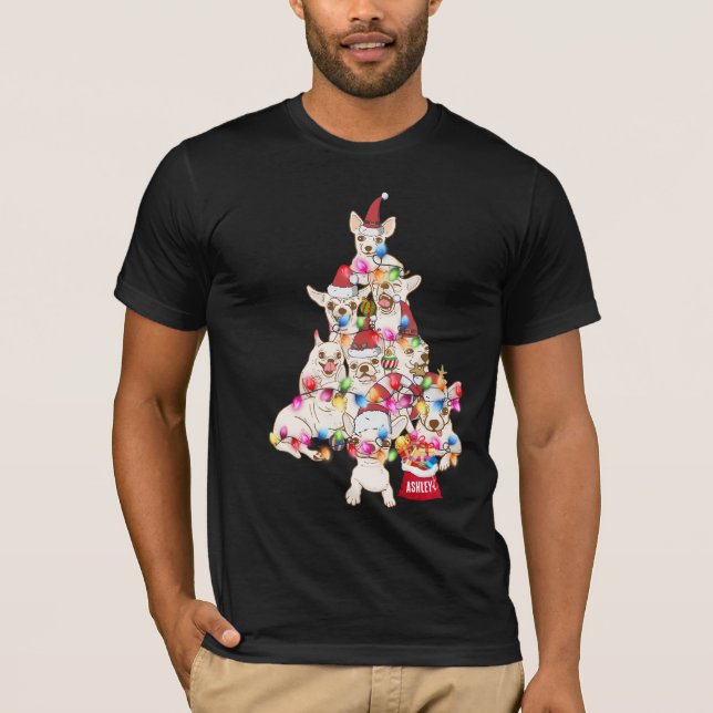 Christmas Chihuahua Doppy Welpe Niedlich T-Shirt (Vorderseite)