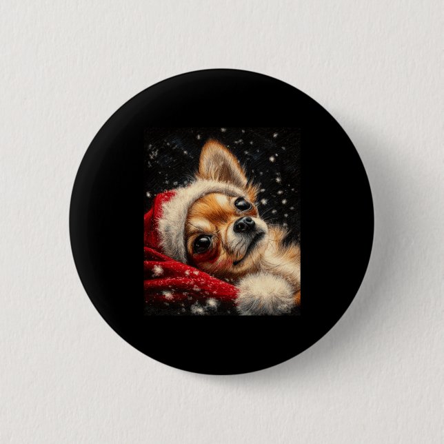 Christmas Chihuahua On A Long Sleeve  Button (Vorderseite)