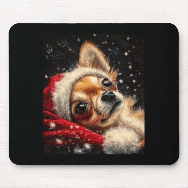 Christmas Chihuahua On A Long Sleeve  Mousepad (Vorne)