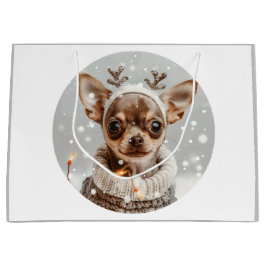 Christmas Chihuahua Reindeer Dog Große Geschenktüte