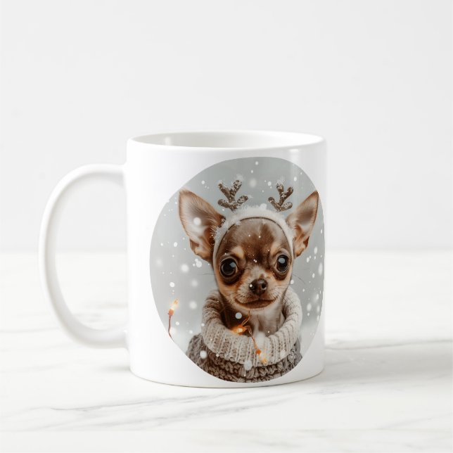 Christmas Chihuahua Reindeer Dog Kaffeetasse (Links)
