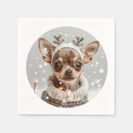 Christmas Chihuahua Reindeer Dog Serviette