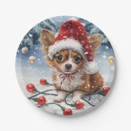 Christmas Chihuahua Santa Dog Pappteller