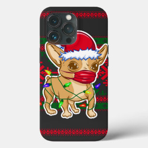 Christmas chihuahua wearing a medical mask Case-Mate iPhone hülle