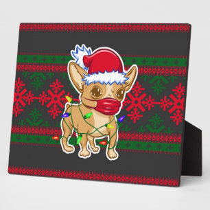 Christmas chihuahua wearing a medical mask fotoplatte