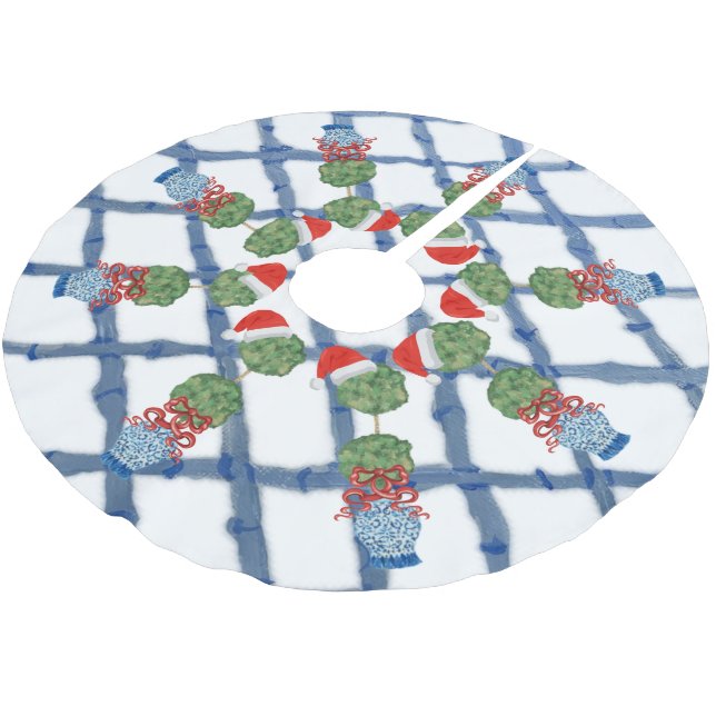 Christmas Chinoiserie Ginger Jar Brushed Polyester Weihnachtsbaumdecke (Schrägansicht)