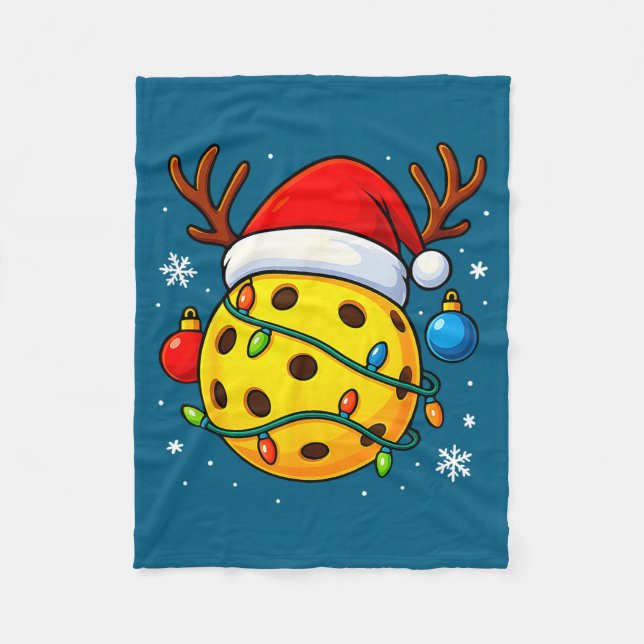 Christmas Ckleball Santa Hat Lights Srts Xmas Paja Fleecedecke (Vorderseite)