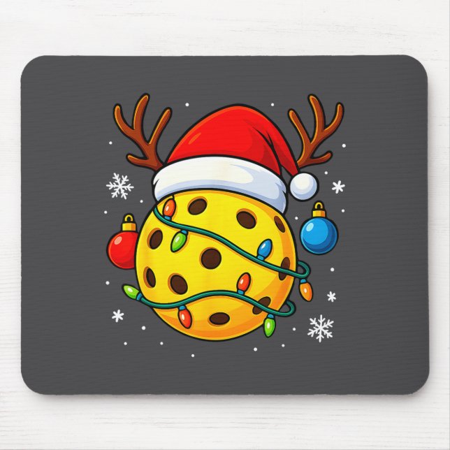 Christmas Ckleball Santa Hat Lights Srts Xmas Paja Mousepad (Vorne)