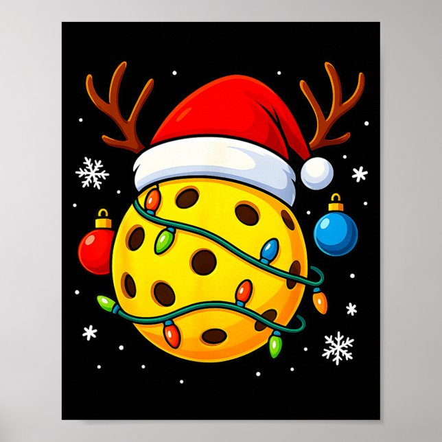 Christmas Ckleball Santa Hat Lights Srts Xmas Paja Poster (Vorne)