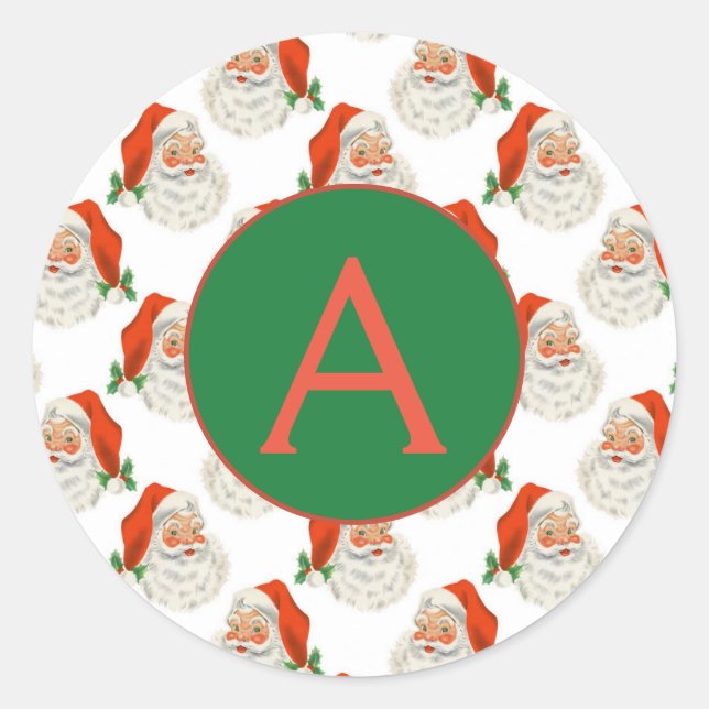 CHRISTMAS CLASSIC ROUND STICKER CUSTOM INITIAL (Vorderseite)
