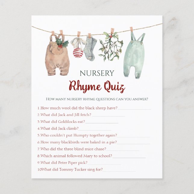 Christmas Clothes Nursery Rhyme Quiz (Vorderseite)