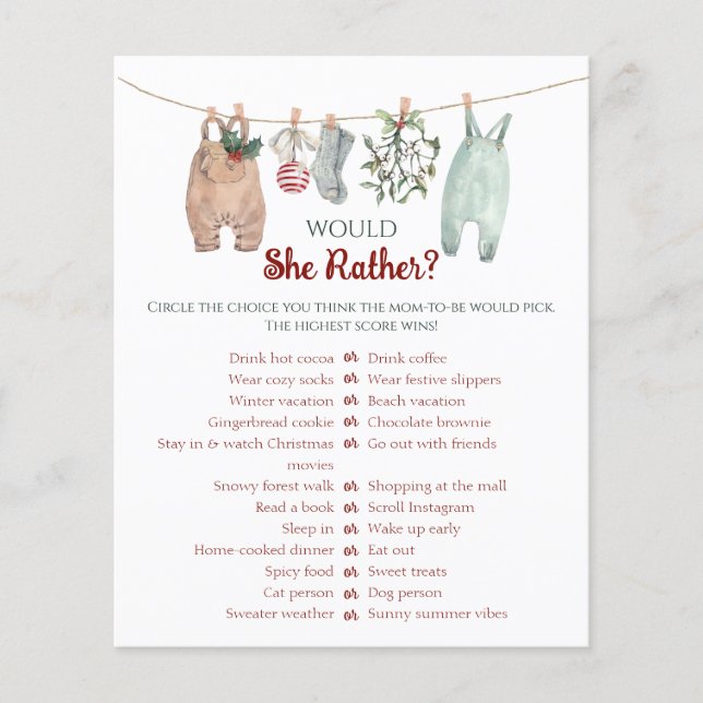 Christmas Clothes Would She Rather Game  (Vorderseite)