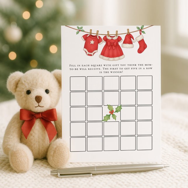 Christmas Clothesline Bingo Baby Shower Game Card Einladung (Von Creator hochgeladen)