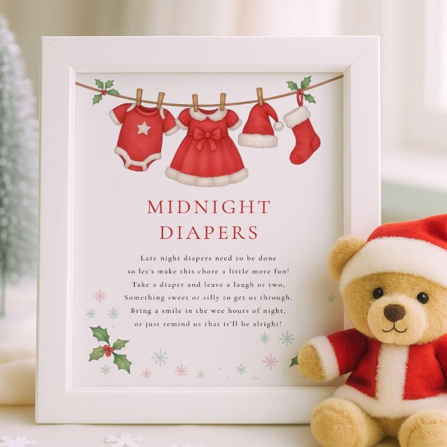 Christmas Clothesline Midnight Diaper Baby Shower Poster (Von Creator hochgeladen)