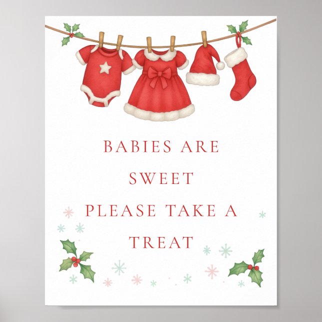 Christmas Clothesline Take Treat Baby Shower Sign Poster (Vorne)