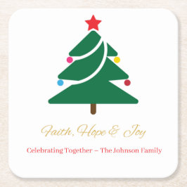 Christmas Coaster with Holiday Motifs Rechteckiger Pappuntersetzer